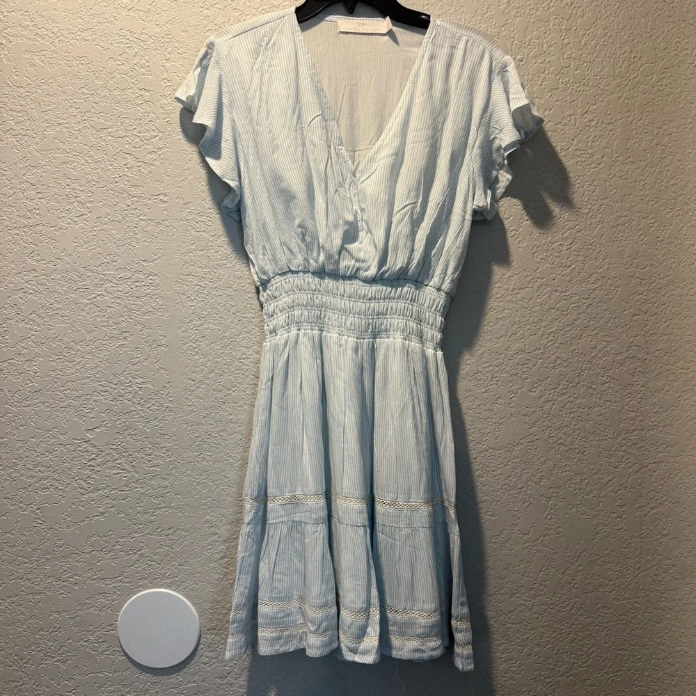 Rachel Parcell Light Blue Smocked Mini‎ Dress Flutter Sleeve S - Picture 4 of 7